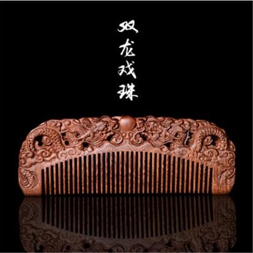 Professional Wooden Comb Handmade Hair Brush Health Care Anti-static Massage Comb Black Sandalwood Comb Wedding/ Birthday Gift