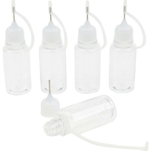 5Pcs 10ml Empty Squeezable Liquid Dropper Filling Bottles with Needle Tip Cap
