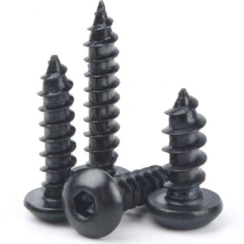50pcs/lot M3 M4 M5 M6 black 8.8 high strength Hexagon Socket Button Head Self tapping Screws Round Head