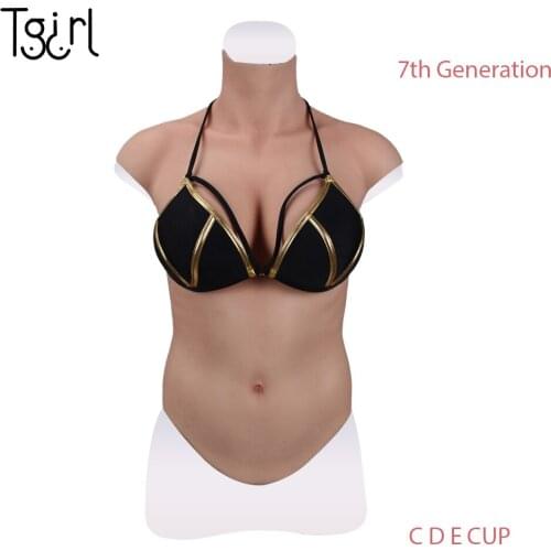 7th Generation Version Half Body Silicone Breast Forms enhancers Mastectomy Boob Prosthesis Fit for Crossdressers CDE CUP
