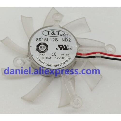 T&T 8015L12S ND2 graphics card fan 12V 0.15A 75 diameter 4-hole 2-wire fan