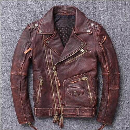 YR!Free shipping.Heavy pro Motor biker genuine leather coat.Brand new men thick cowhide jacket.quality rider leather clothes