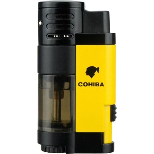 Cigar Lighter Cigarette Tobacco Lighter 4 Torch Jet Flame Refillable With Punch Smoking Tool Accessories Portable Gift Box