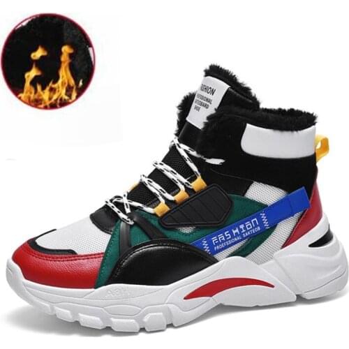 Winter Mens High Top Warm Snow Boot Male Heavy Plush Shoes Chaussure Mans Casual Shoes For Men Boots Footwear Male Sneakers