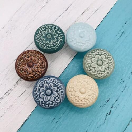 1Pc Furniture Handle Ceramic Knobs Solid Round Dresser Knob Drawer Cabinet Handle Kitchen Door Knobs Kids Furniture Hardware