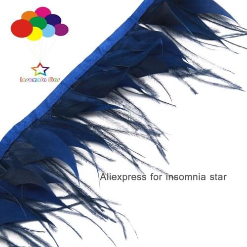 10Meter 8-12CM wide navy Ostrich feather goose feather trims for skirt/dress costume ribbon DIY