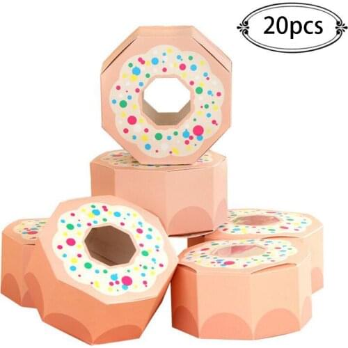 20pcs Donut Candy Box 3.14*3.18*1.57 Inch Pink/champagne Sweet Chocolate Box Donut Theme Party Wedding Gift Gift Box