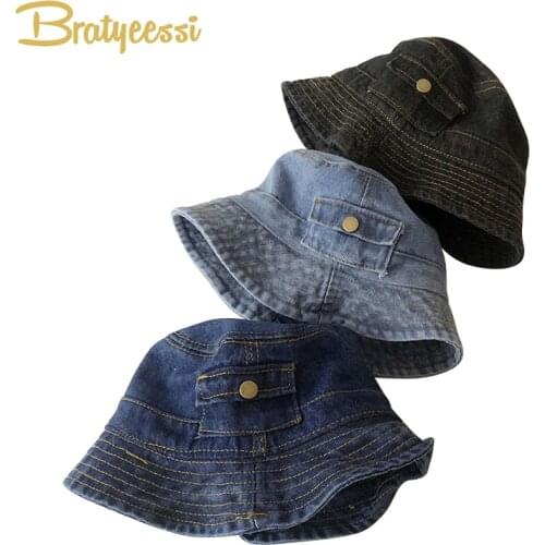 2021 Denim Bucket Hat Kids Accessories Baby Hat Autumn Spring Baby Girl Boy Cap Infant Toddler Children Hats