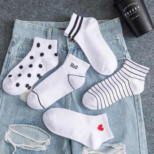 5Pais White Socks Woman Fashion Summer Short Harajuku Novelty Cool Designer Socks Skarpety Damskie Korean Style Women Socks