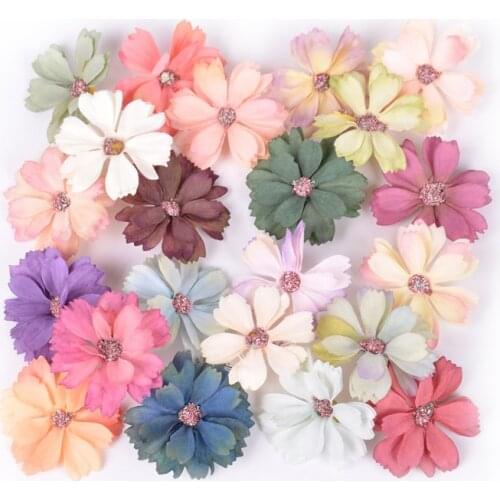 50pcs/bag Star Flower Heads Artificial Silk Flower for Photography Props Home Decoration Clothing Head Accessories