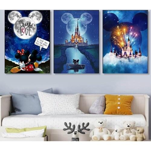 Abstract Cartoon Disney Castle Canvas Print Watercolor Home Decor Poster Painting Art Wall Decor Picture for Living Room Artwork