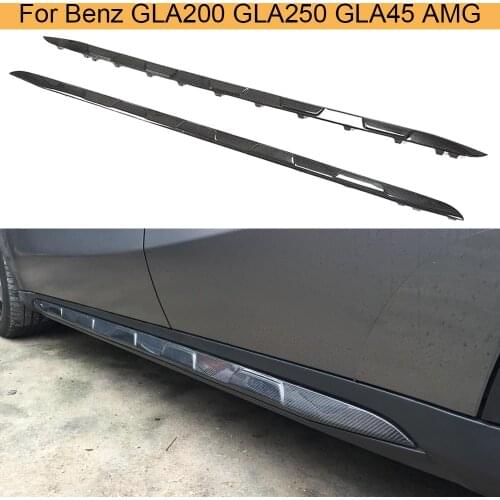 Car Side Skirts Body Kits for Mercedes-Benz GLA Class GLA45 AMG GLA200 GLA250 2015 2016 Side Skirts Extension Lip Carbon Fiber
