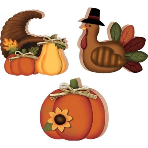 Home Indoor Desktop Decoration Thanksgiving Pumpkin Turkey Scene Layout Wooden Desktop Ornaments Creative Model Decor