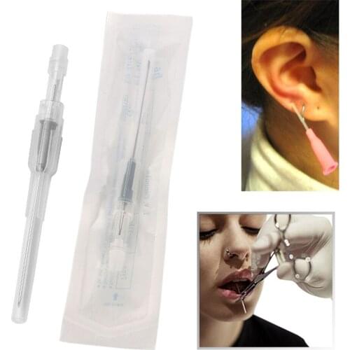 16G Disposable Body Piercing Needles Catheter Surgical Steel Sterilized Tattoo Needle for Nose Lip Navel