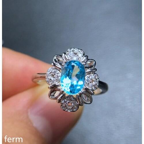 KJJEAXCMY fine jewelry 925 sterling silver inlaid with natural topaz ring simple gem dandelion goddess