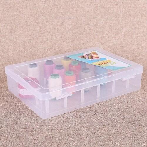 Sewing Thread Box with 24 Spools Large Capacity Craft Bobbins Organizing Organiser Clear Case
