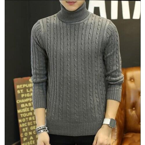 Turtleneck Youth sweaters Gray winter sweater Warm Man Sweater Turtlenecks