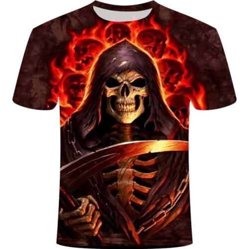2021 new mens skull T-shirt horror skull 3DT shirt mens top 3D printing skull T-shirt demon skull