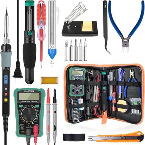 110V 220V 80W Digital Soldering Iron kit Temperature Electric Soldering Iron Multimeter Desoldeirng Pump Welding Tool