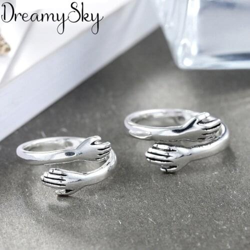 New Charming Hand Hug Finger Ring for Women Vintage Boho Knuckle Party Rings Gothic Punk Jewelry Gifts for Girls 2020