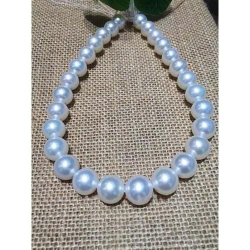 12-13 mm Australian freshwaters white pearl necklace 18 inch 925silver