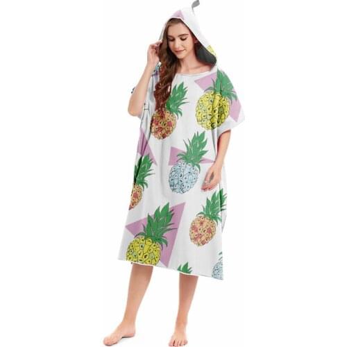 Microfiber Beach Changing Robe Poncho with Hoodie Quick Dry Lightweight Towelling Bath Bathrobe for Wetsuit Pool Surfing Swimmin