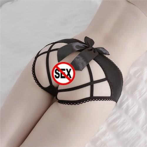 Allure Porn Briefs Sexy Hollow Out Bandage Ladies Underwear Lace Bow Exotic Lingerie Women Panties Elastic Crotchless Panties