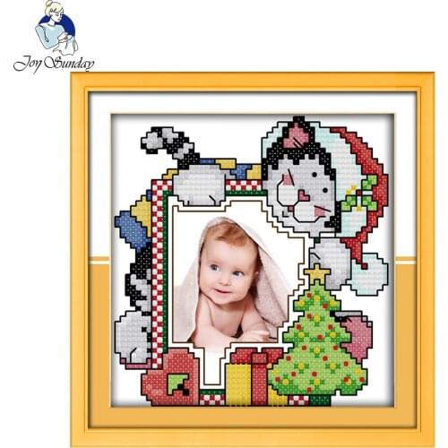 Joy Sunday Christmas photo frame diy painting cross stitch home Decor embroidery Handmade Crafts for Sets For Embroidery kits