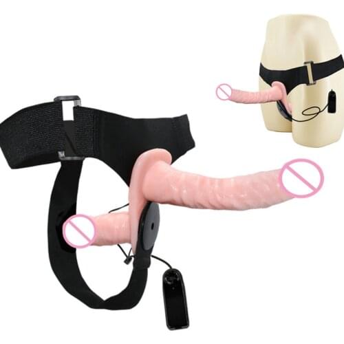 Lesbian Strapon Realistic Penis Dildo Vibrator,Vibrating Double Dildo Strap on consoladores with Harness Dong Big dildo Sex Toys