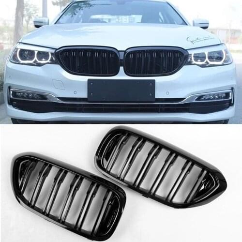 Citycar front golssy carbon black racing grille grills fit for bmw 5 series G30 G38 M STYLE 2 BAR GRILL 2017 2018 FREE SHIP