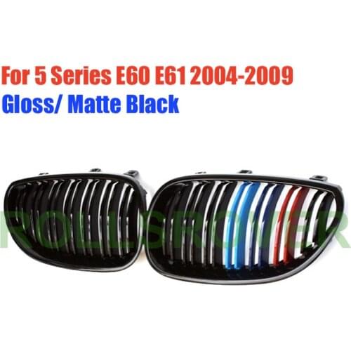 ROLLSROVER Pair of Front Bumper Grille For 5 Series E60 E61 2004-2009 3 Colors Dual Strip Car Styling
