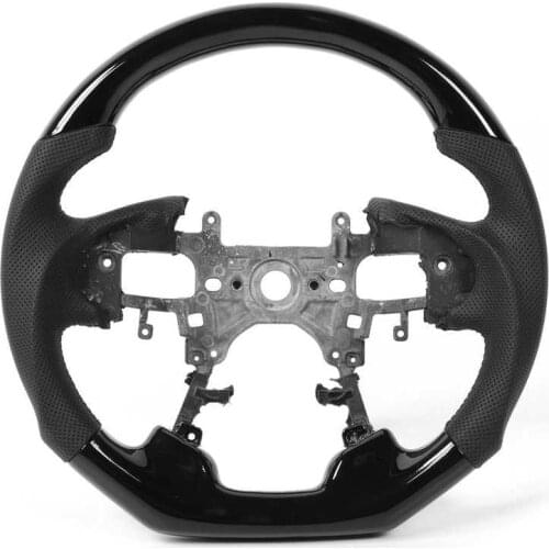 Wood Mahogany Steering Wheel Preforated Leather W/ Stitching D-Type Black Fit for Honda Accord 2013 2014 2015 2016 2017 Black