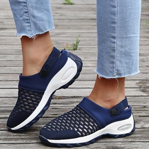 2021 New Women Shoes Casual Increase Cushion Sandals Non-slip Platform Sandal For Women Breathable Mesh Outdoor Walking Slippers