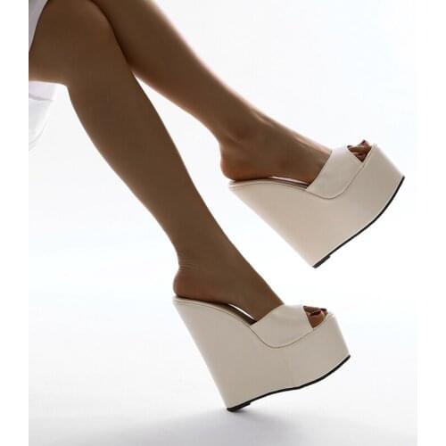 Spring Simple Super-high Heel Women Sandals Wedges Heel Slippers Size 35-42