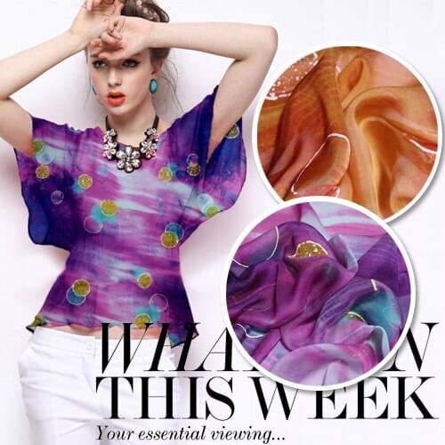 135cm wide two-color paint flower print silk chiffon fabric material