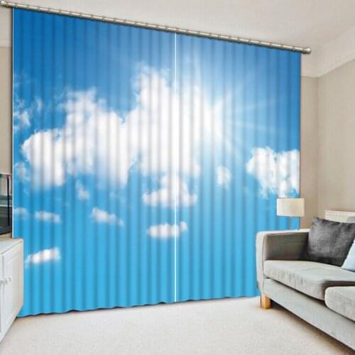 Blue curtains indow Blackout Luxury 3D Curtains set For Bed room Living room Office Hotel Home Wall Decorative sky curtain
