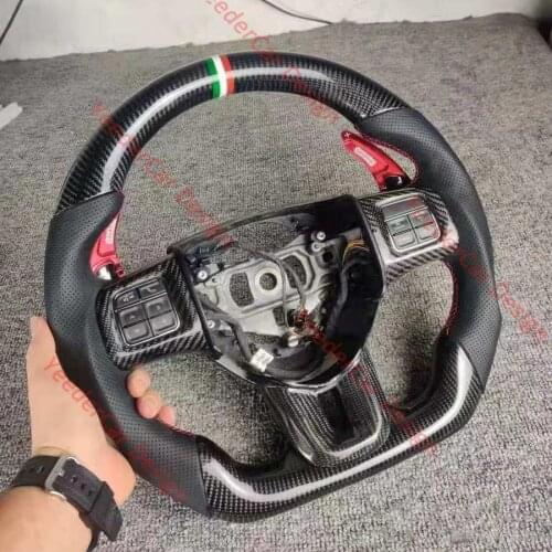 Cuatomized Real Carbon Fiber Sports Steering Wheel Leather compatible for FIAT Viaggio Ottimo