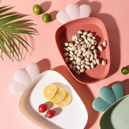 Nordic style solid color dried fruit plate Home fruit dish Cute carrot shape Plastic fruit Snacks Snack Plate Storage Tray