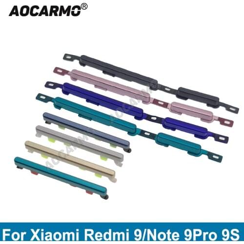 Aocarmo Volume Power ON OFF Volume Up Down Side Button Key For Xiaomi Redmi 9 Note 9 9S Replacement Part