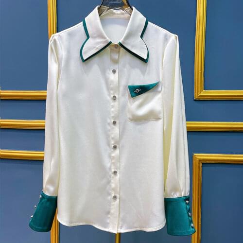 Italty Style rero print long sleeves Womens Shirts high quality elegant Shirt Tops C039