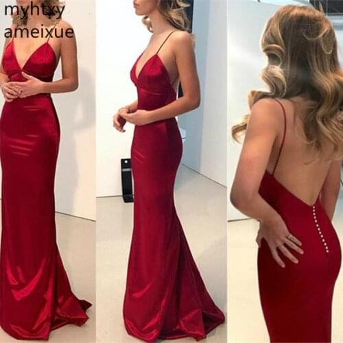 Sexy Red Dress Evening 2020 New V-neck Mermaid Long Sweetheart Plus Size Backless Spaghetti Wedding Party Gown Robe De Soiree