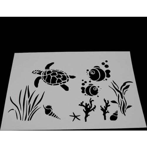 1pc Stencils Bullet Journal Turtle Fish Painting Templates For Crafts DIY Emboss Scrapbooking Office School Supplies Reusable
