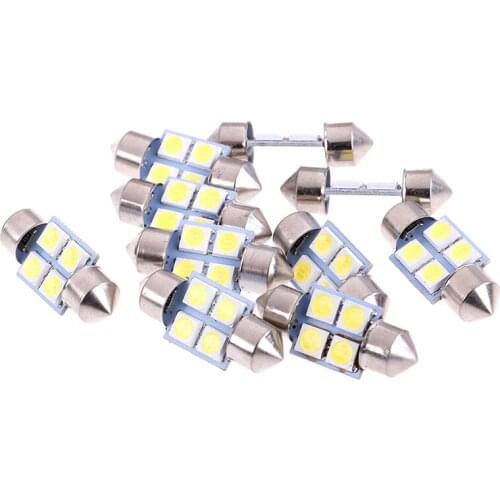 10Pcs 5050 31mm 4smd led white light car interior dome festoon bulbs DC12v
