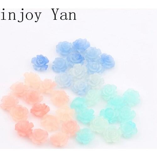 10pcs/lot Fashion Flower10mm Pink& Blue Rose Beads for For Jewelry Making Bracelet necklace Earring Accessories Findings