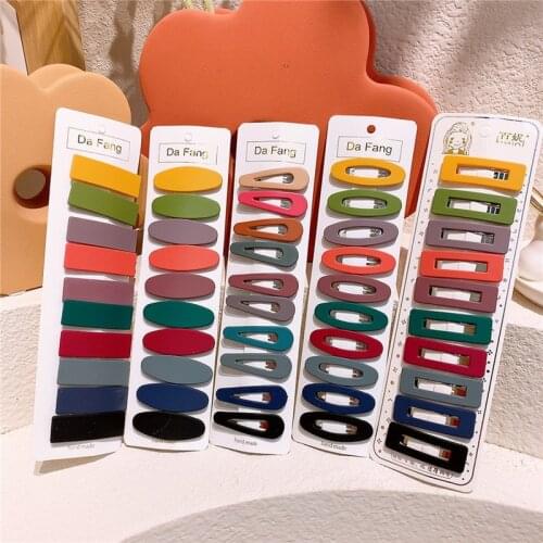 10 Pcs/set Fashion Korean Childrens BB Clip Sweet Girl Student Simple Colorful Square Water Drop Hairpins Hair Accessories