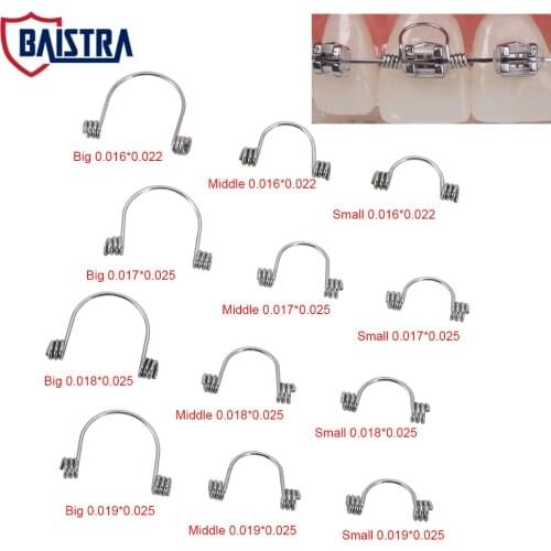10Pcs/Pack Dental Orthodontic Anterior Teeth Torque Rectangular Springs 0.016*0.022 0.017/0.018/0.019*0.025 Small Middle Big