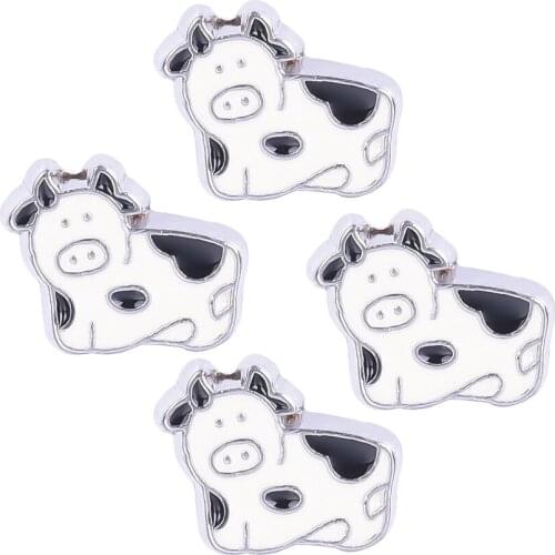 20Pcs/lot Enamel Milk Cow Floating Charms Finding Living Glass Locket Gift Jewelry Supplies
