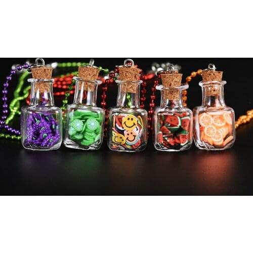 2021 New Romantic 5Colors Party Gift Glass Beads Chain Multicolor Fruit Wishing Bottle Pendant Necklace Jewelry Accessories