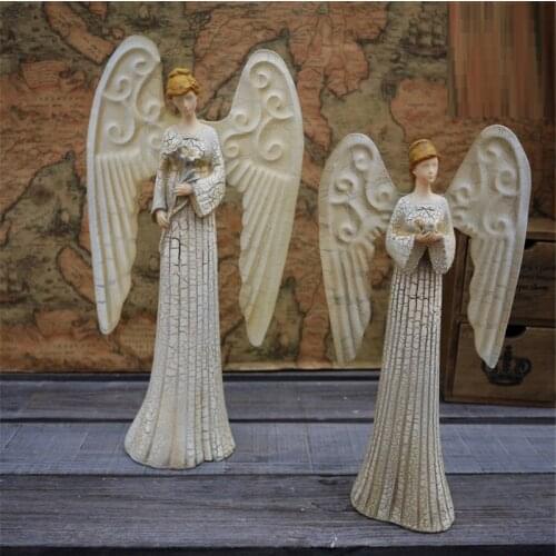 30CM HOLY LIGHT ANGEL FIGURE ART SCULPTURE CRACKLED ANGEL FIGURINE RESIN CRAFTS GARDEN VILLA OUTDOOR DECORATIONS FOR HOME R3741
