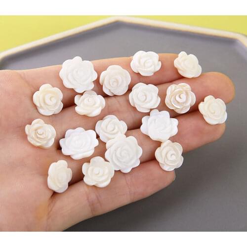 4pcs Retro Rose Camellia Sweet earrings For Women&Girl Natural Shell Carving Flower Patch pendant Earrings Phone Case Material